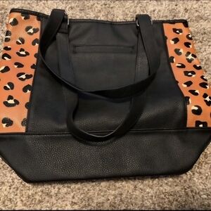 Thirty-One Black and Leopard Print Tote